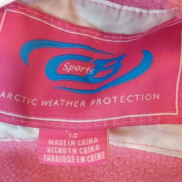 CB SPORTS ARTIC ALL WEATHER GIRL'S WHITE & GRAY MARBLE PUFFER COAT SZ LARGE NWT - Picture 3 of 6
